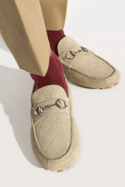 Gucci beżowy Zamszowe mokasyny