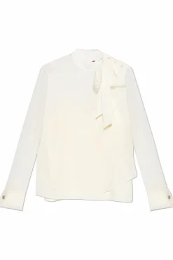 Gucci BIAŁY Jedwabny top ze stójką