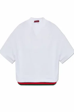 Gucci BIAŁY T-shirt z charakterystycznym paskiem `Web`