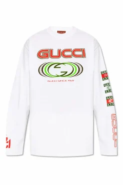 Gucci BIAŁY T-shirt z długimi rękawami