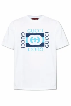 Gucci BIAŁY T-shirt z nadrukowanym logo