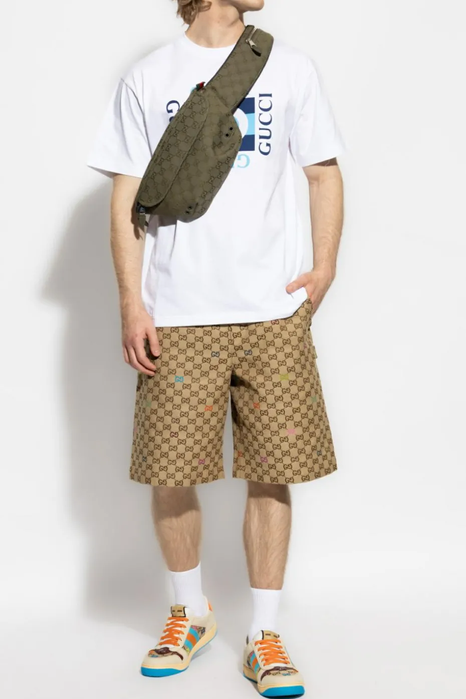 Gucci BIAŁY T-shirt z nadrukowanym logo