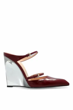 Gucci BORDO Klapki na transparentnym koturnie