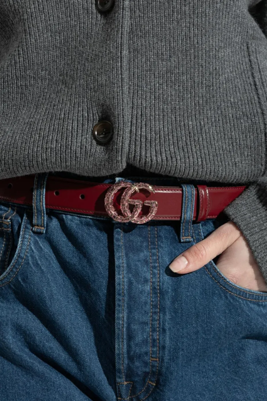 Gucci BORDO Pasek z logo