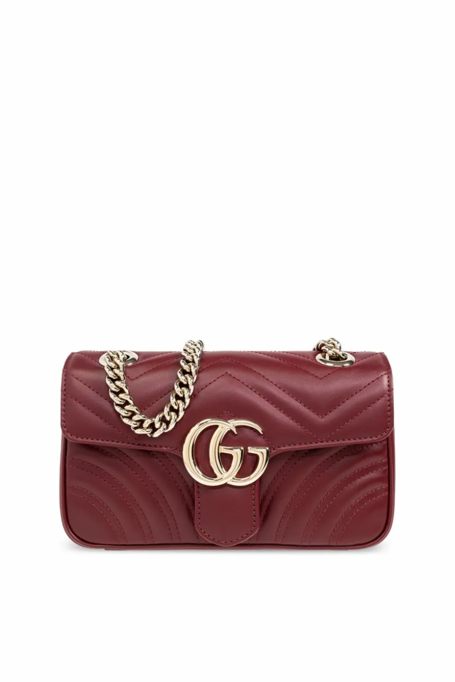 Gucci BORDO Pikowana torba na ramię ‘GG Marmont Mini’