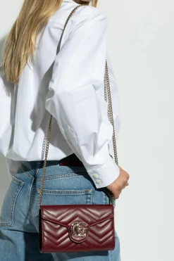 Gucci BORDO Portfel na łańcuchu `GG Marmont`