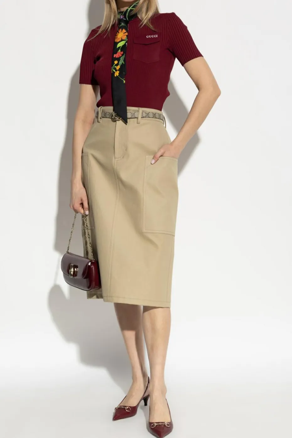 Gucci BORDO Prążkowany top