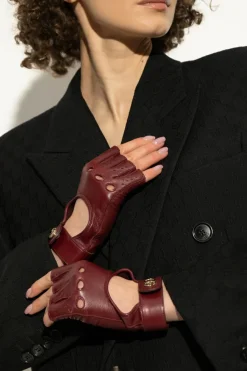 Gucci BORDO Skórzane rękawice