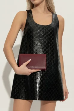 Gucci BORDO Skórzany portfel na łańcuchu