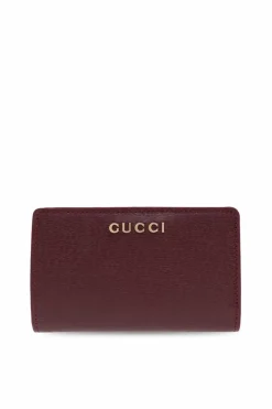 Gucci BORDO Skórzany portfel z logo