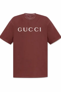 Gucci BORDO T-shirt z nadrukowanym logo