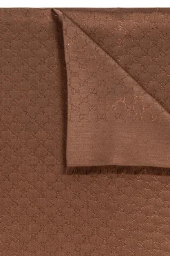 Gucci BRĄZOWY Chusta z lureksową nicią
