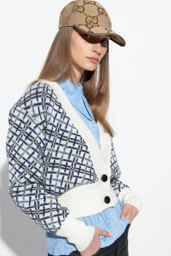 Gucci BRĄZOWY Czapka z daszkiem z płótna ‘GG Supreme’