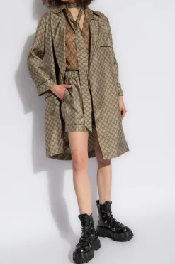 Gucci BRĄZOWY Jedwabna koszula