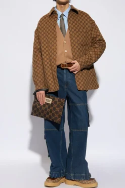 Gucci BRĄZOWY Kardigan zapinany na guziki