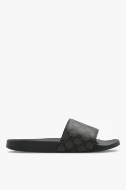 Gucci BRĄZOWY Klapki z monogramem