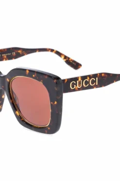 Gucci BRĄZOWY Okulary przeciwsłoneczne z logo
