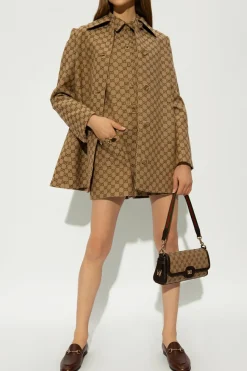 Gucci BRĄZOWY Płaszcz z monogramem