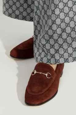 Gucci BRĄZOWY Skórzane buty `Jordaan`