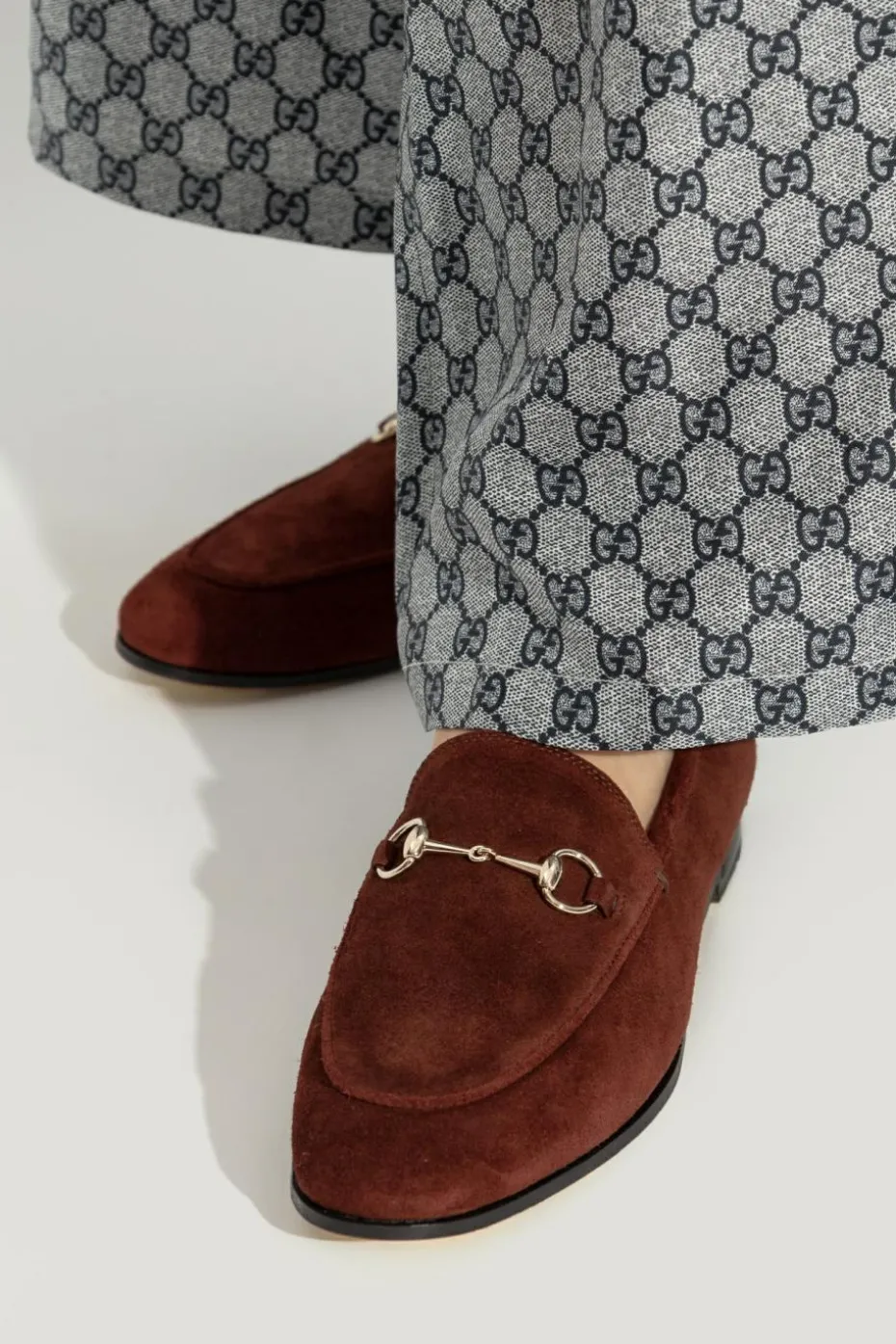 Gucci BRĄZOWY Skórzane buty `Jordaan`