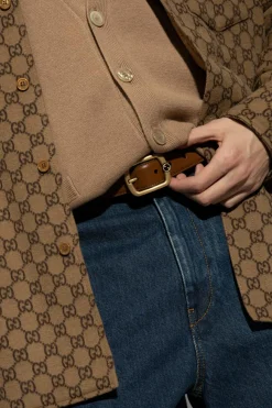Gucci BRĄZOWY Skórzany pasek