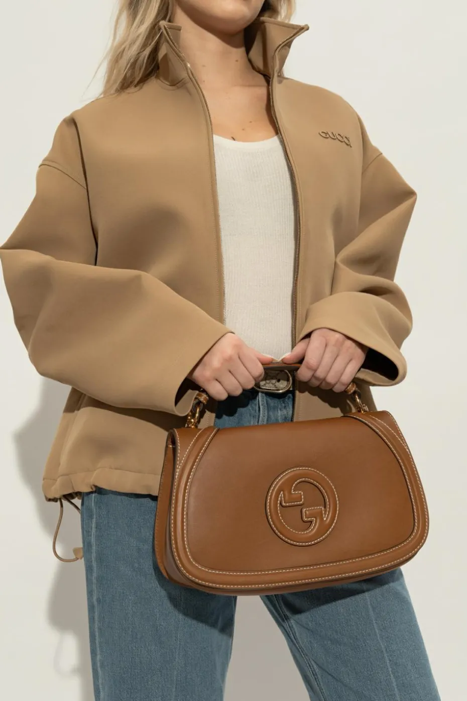 Gucci BRĄZOWY Torba do ręki `Blondie Medium`