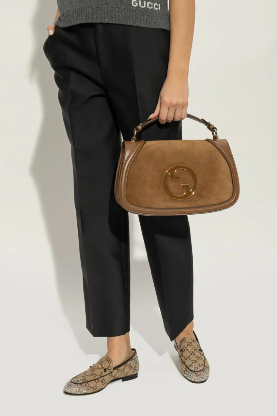 Gucci BRĄZOWY Torba do ręki `Blondie Medium`