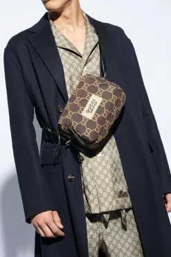 Gucci BRĄZOWY Torba na ramię z monogramem