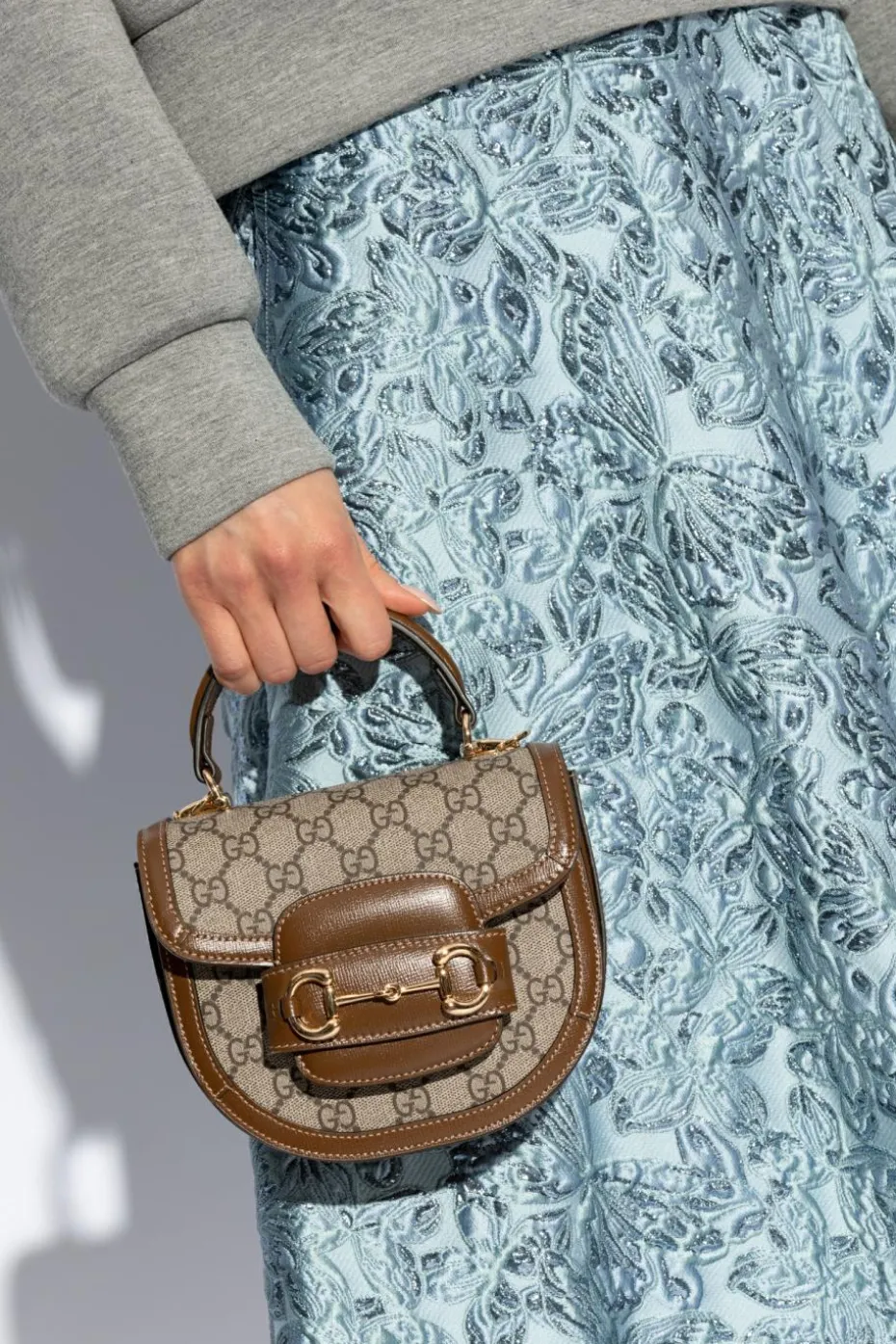 Gucci BRĄZOWY Torba na ramię `Horsebit 1955 Mini`