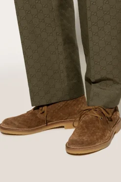 Gucci BRĄZOWY Zamszowe buty za kostkę