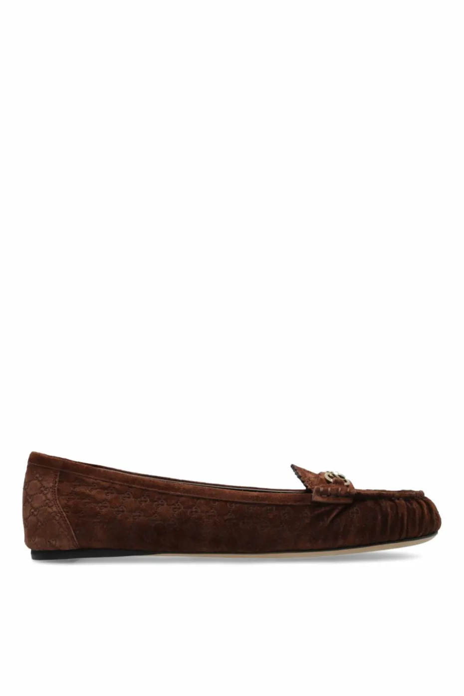 Gucci BRĄZOWY Zamszowe buty typu ‘loafers’