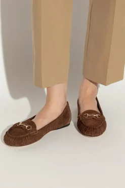 Gucci BRĄZOWY Zamszowe buty typu ‘loafers’
