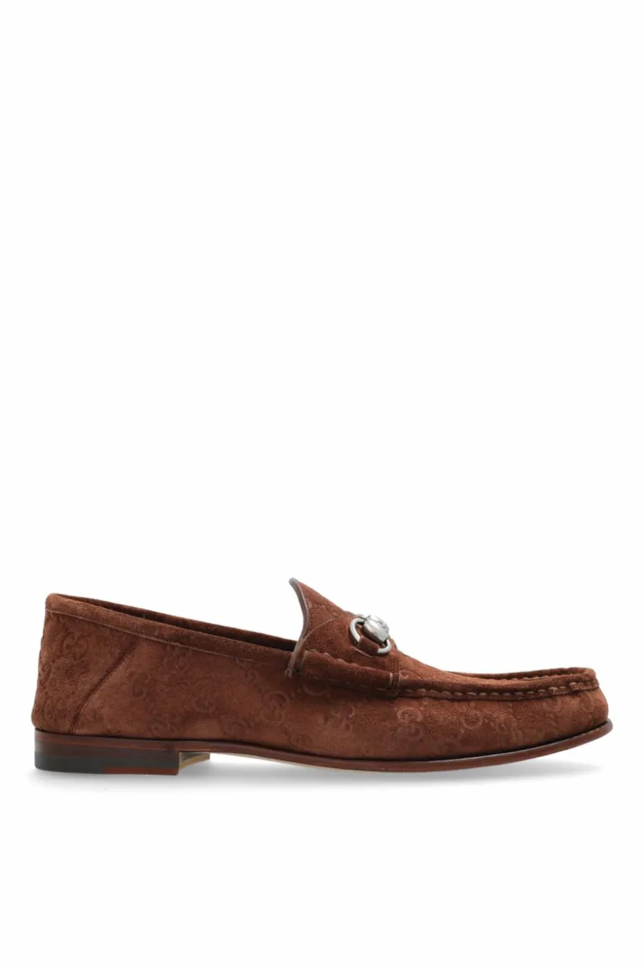 Gucci BRĄZOWY Zamszowe buty typu `loafers`