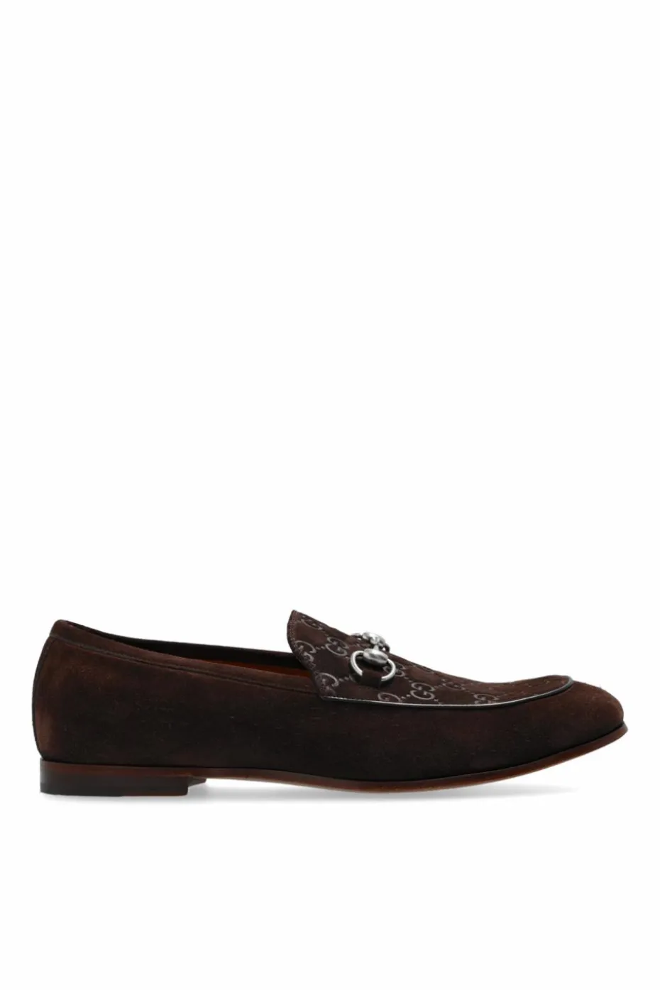 Gucci BRĄZOWY Zamszowe buty typu `loafers`
