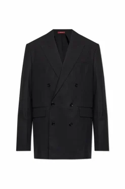 Gucci CZARNY Dwurzędowa marynarka z wyszytym logo