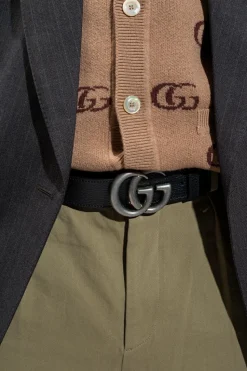 Gucci CZARNY Dwustronny pasek z logo