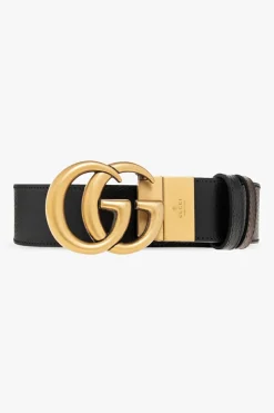 Gucci CZARNY Dwustronny pasek