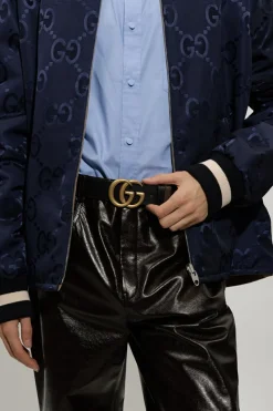 Gucci CZARNY Dwustronny pasek