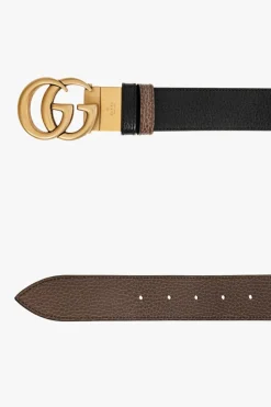 Gucci CZARNY Dwustronny pasek