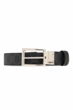 Gucci CZARNY Dwustronny pasek
