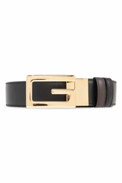 Gucci CZARNY Dwustronny pasek