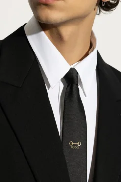 Gucci CZARNY Jedwabny krawat