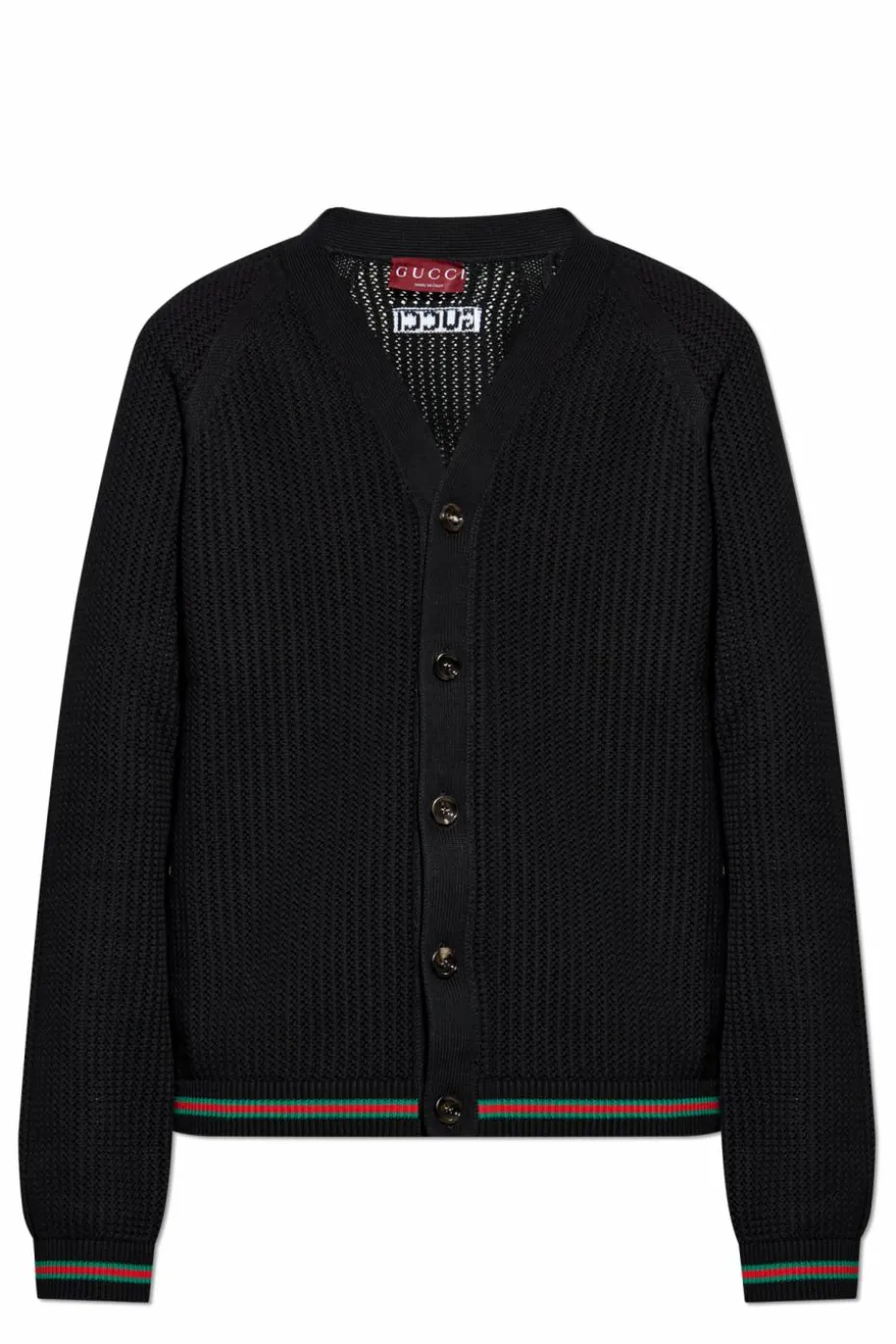 Gucci CZARNY Kardigan z charakterystycznym paskiem `Web`
