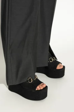 Gucci CZARNY Klapki na koturnie
