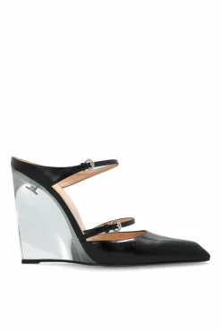 Gucci CZARNY Klapki na transparentnym koturnie