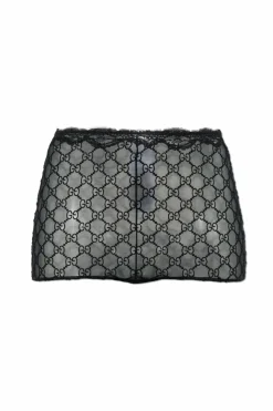Gucci CZARNY Koronkowe figi z wysokim stanem