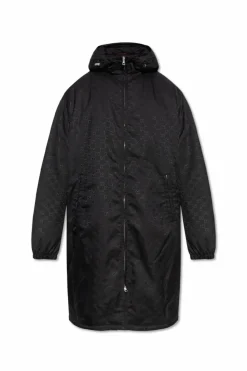 Gucci CZARNY Parka ze wzorem `GG`