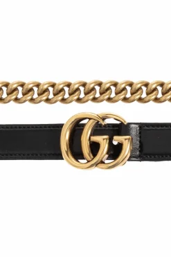 Gucci CZARNY Pasek z łańcuchem