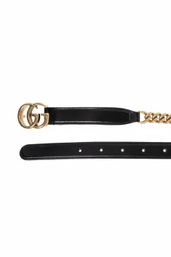 Gucci CZARNY Pasek z łańcuchem