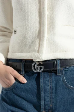Gucci CZARNY Pasek z logo
